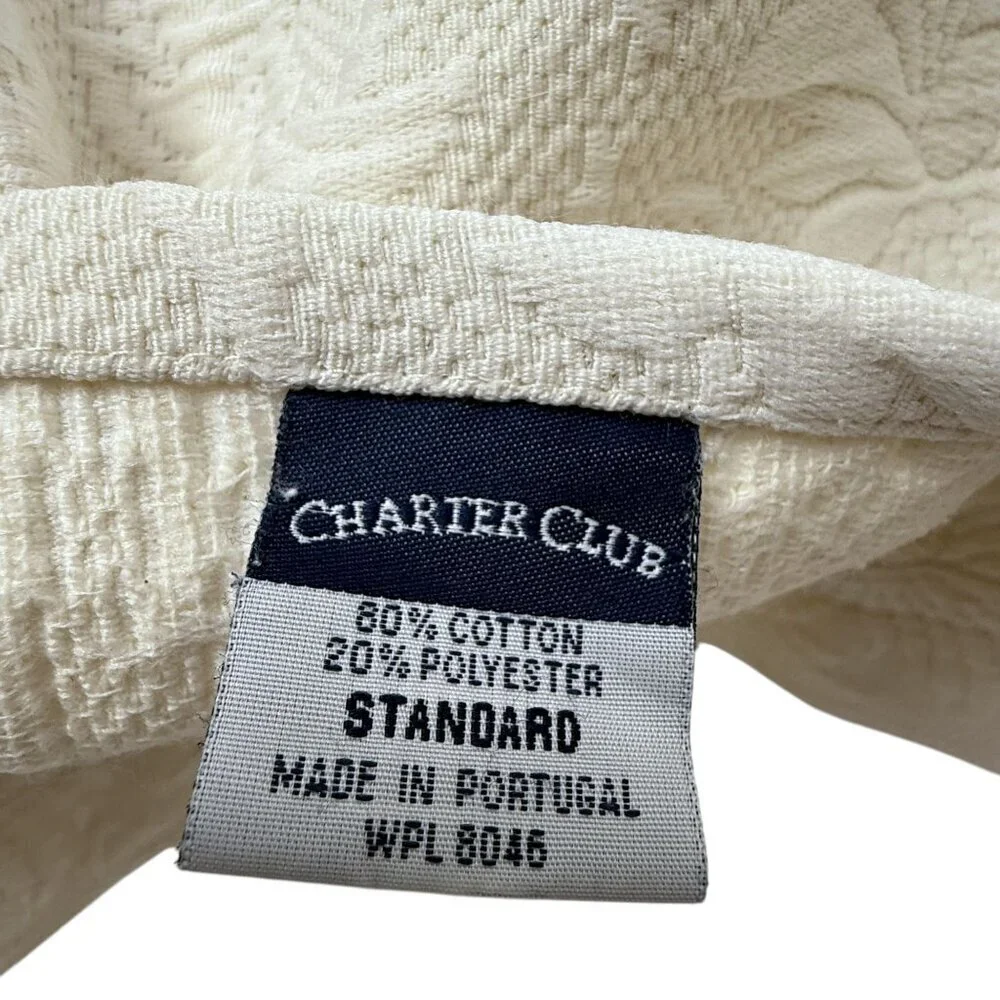 Charter Club Matelasse Pillow Sham Standard Size Pillowcase Cream